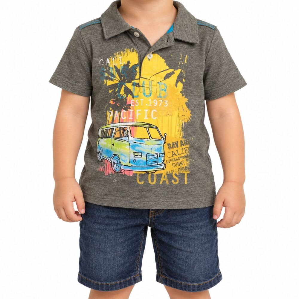 🔥 5 for $30 🔥 Cherokee Boys Cali Surf Club Collared Short Sleeve Shirt | 3T
